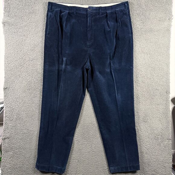Vtg Polo Ralph Lauren Pants Mens 48Bx34 Blue Classic Fit Corduroy Chinos Preppy - Picture 1 of 14